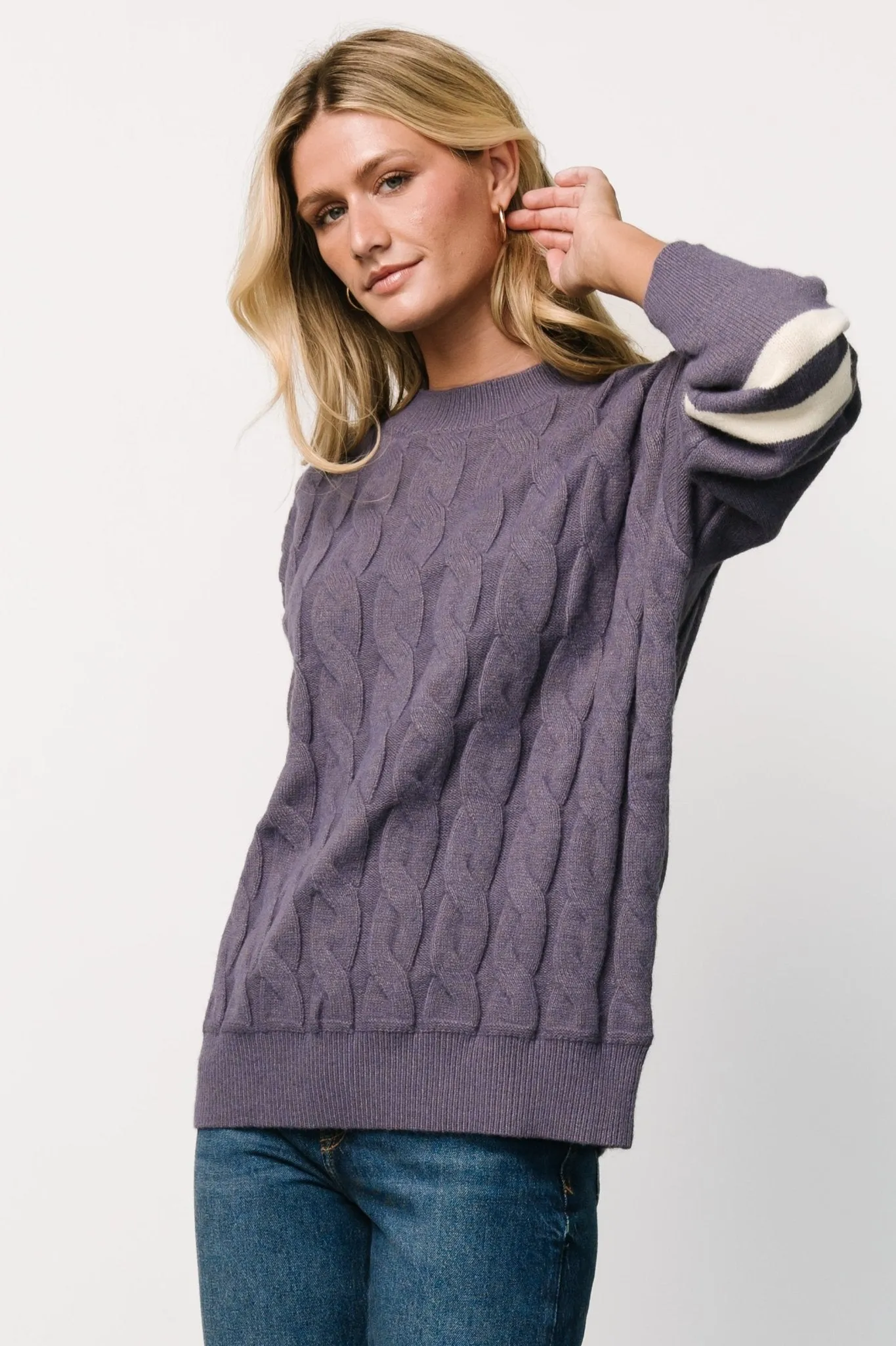 Lund Cable Knit Sweater | Vintage Purple sold by Baltic Born product image thumbnail 4