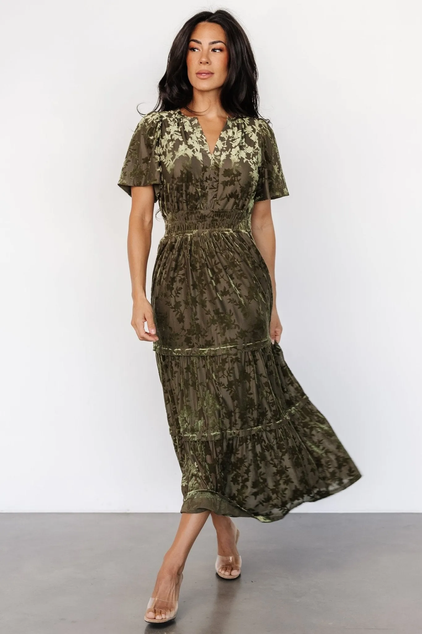 Bronwyn Velvet Dress | Olive sold by Baltic Born product image thumbnail 4
