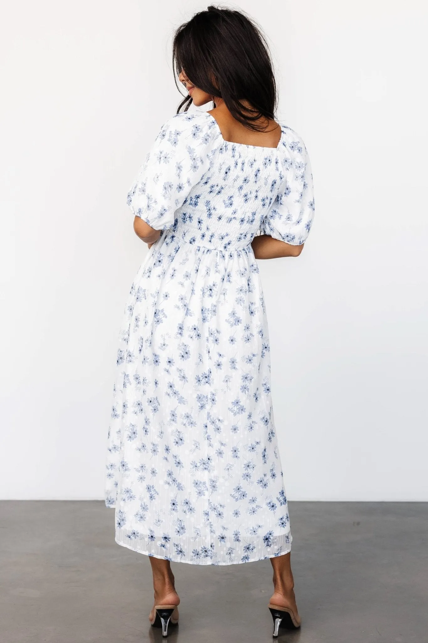 Luca Dress | White + Blue Floral sold by Baltic Born product image thumbnail 5