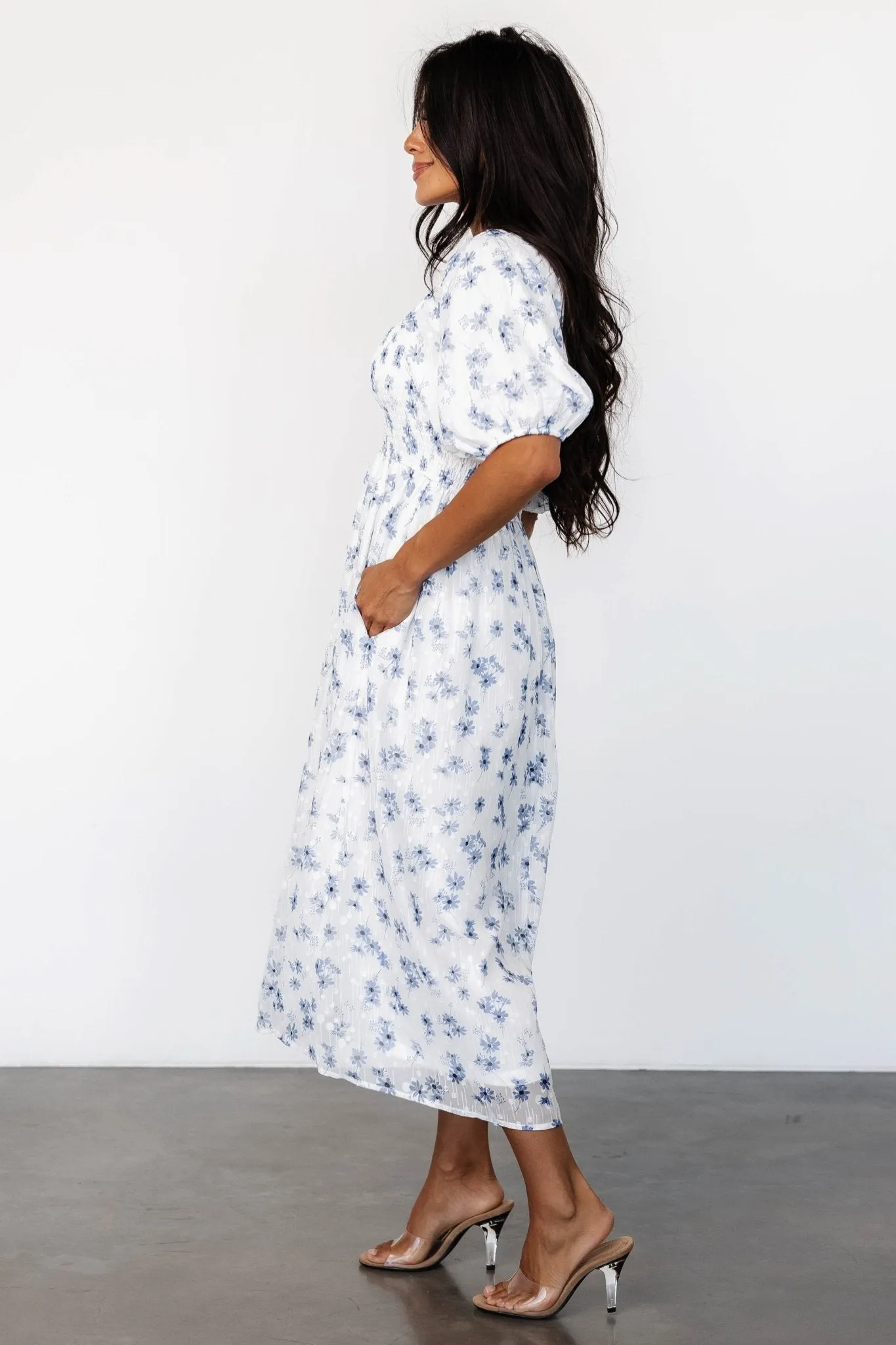 Luca Dress | White + Blue Floral sold by Baltic Born product image thumbnail 3