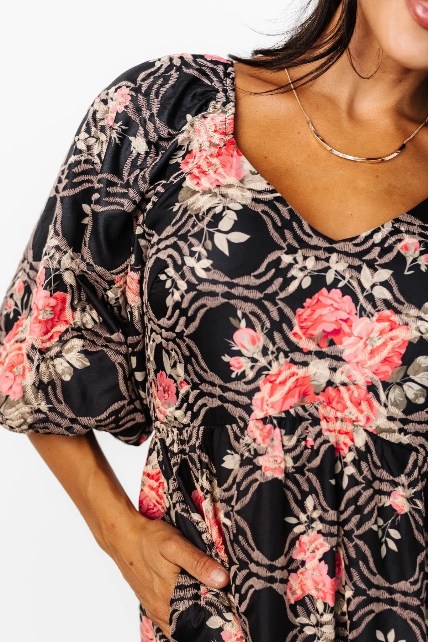 Ivanna Dress | Black + Pink sold by Baltic Born product image thumbnail 2