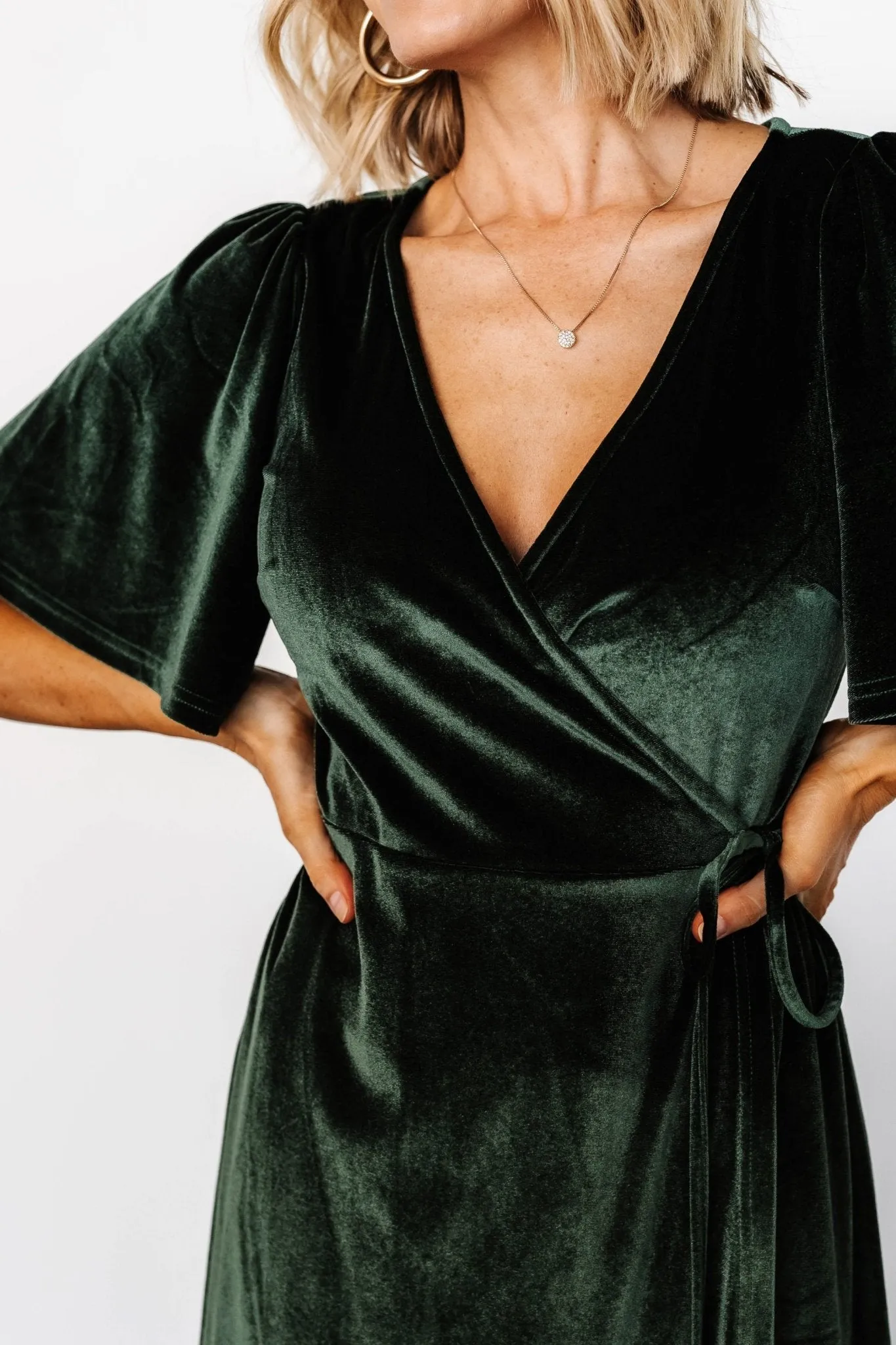 Katelyn Velvet Maxi Wrap Dress | Deep Green sold by Baltic Born product image thumbnail 2