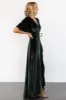 Katelyn Velvet Maxi Wrap Dress | Deep Green sold by Baltic Born