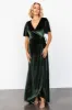 Katelyn Velvet Maxi Wrap Dress | Deep Green sold by Baltic Born