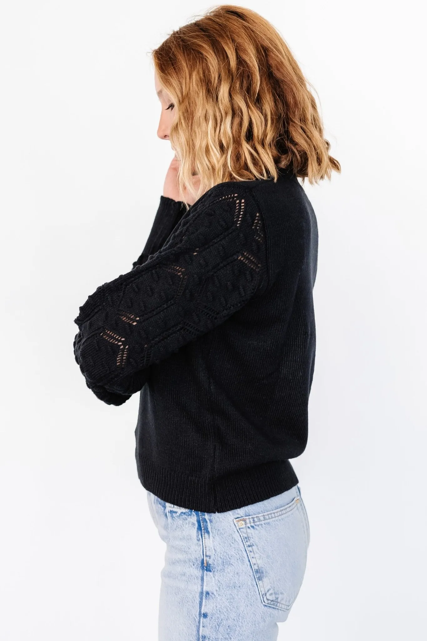 Devri Pointelle Sweater | Black sold by Baltic Born product image thumbnail 5