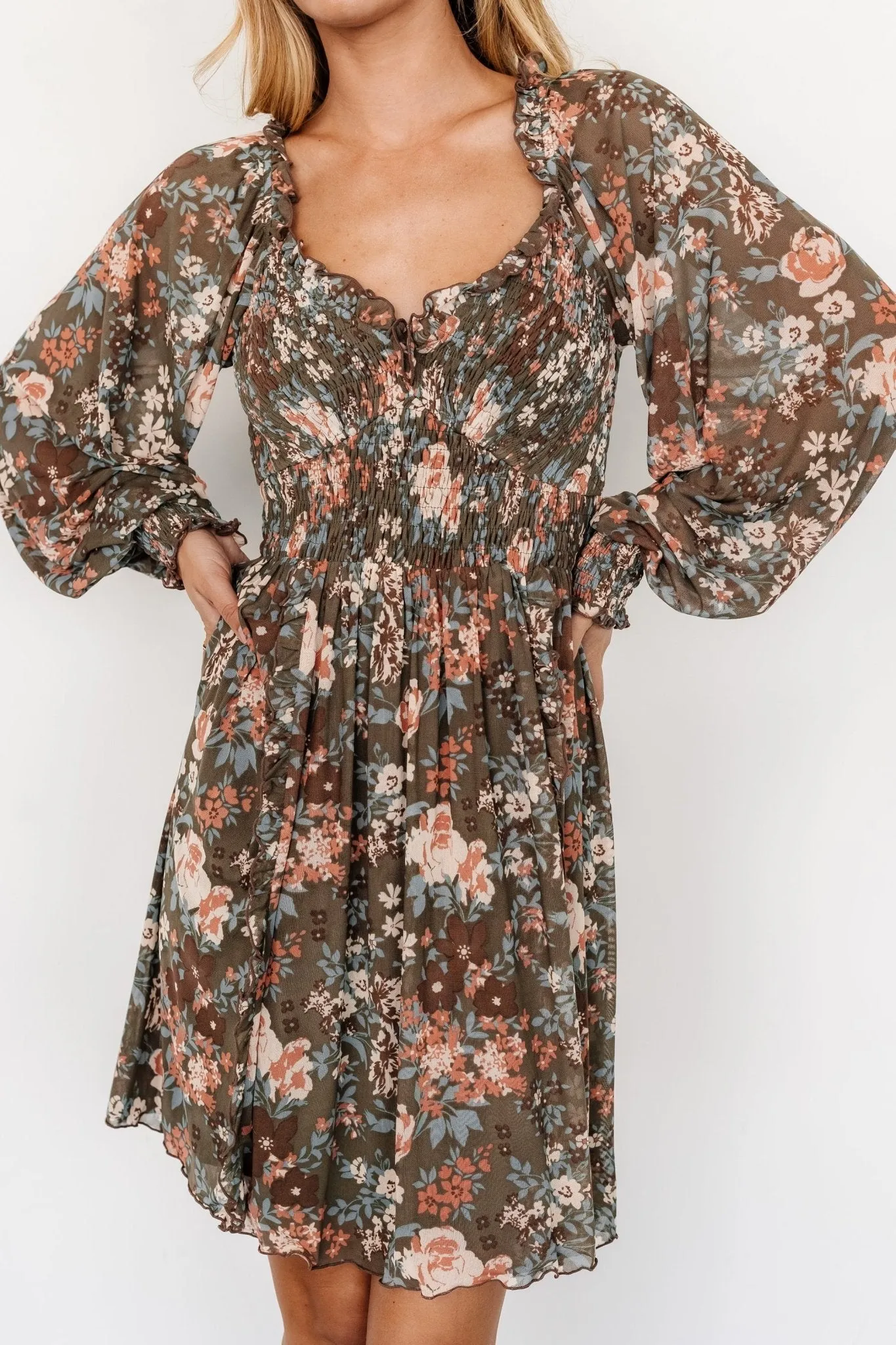 Parker Short Dress | Olive Multi Floral sold by Baltic Born product image thumbnail 2