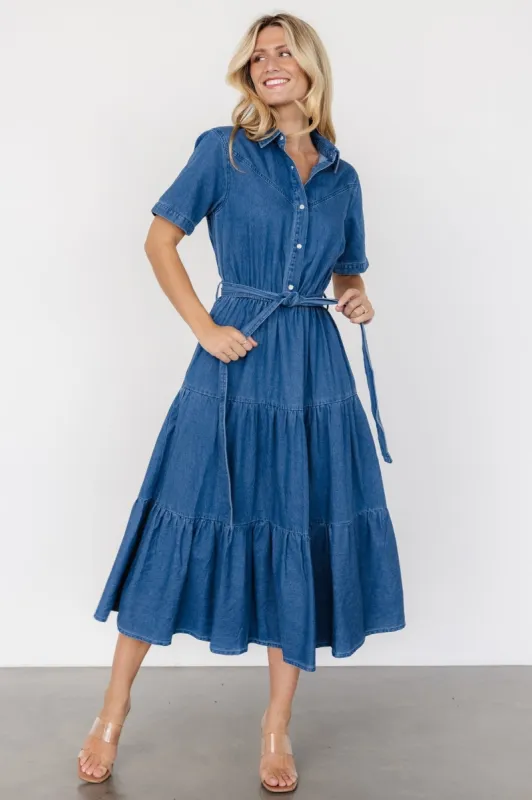Henrietta Midi Dress | Denim Blue sold by Baltic Born