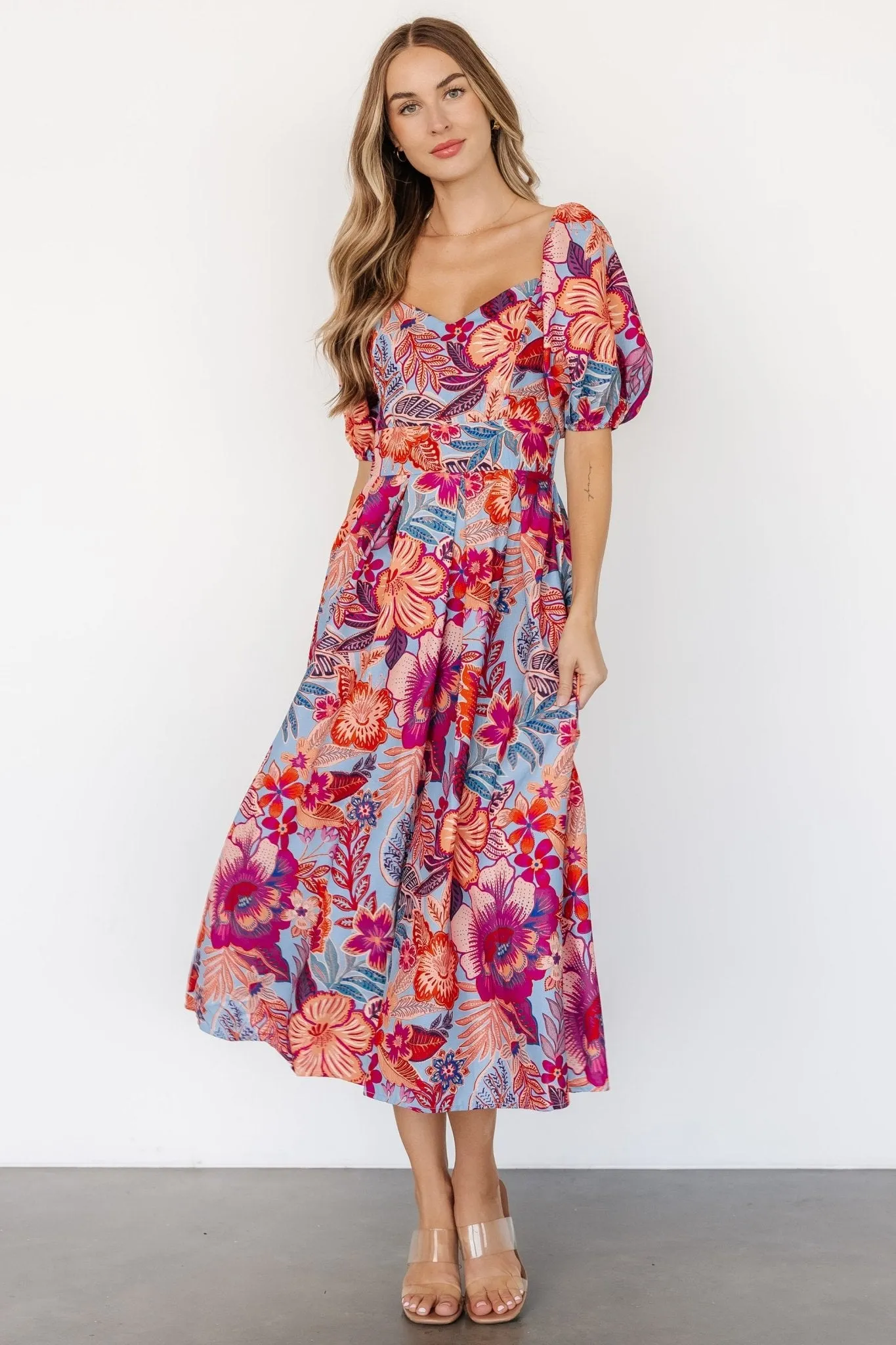 Elisha Midi Dress | Blue + Multi Floral sold by Baltic Born product image thumbnail 5