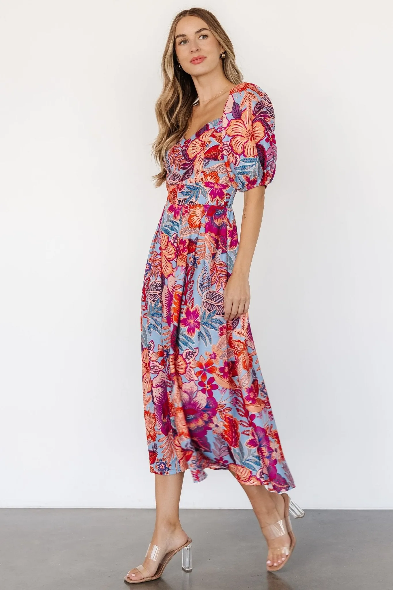 Elisha Midi Dress | Blue + Multi Floral sold by Baltic Born product image thumbnail 3