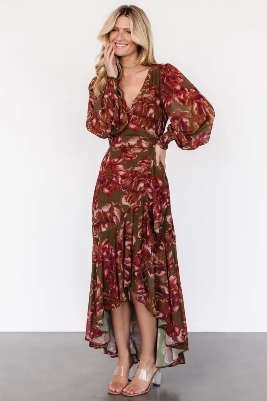 Maryana Ruffle Dress | Olive Floral sold by Baltic Born