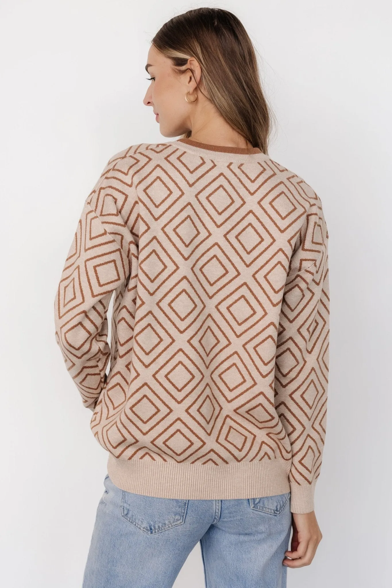 Asther Diamond Sweater | Oatmeal + Camel sold by Baltic Born product image thumbnail 4