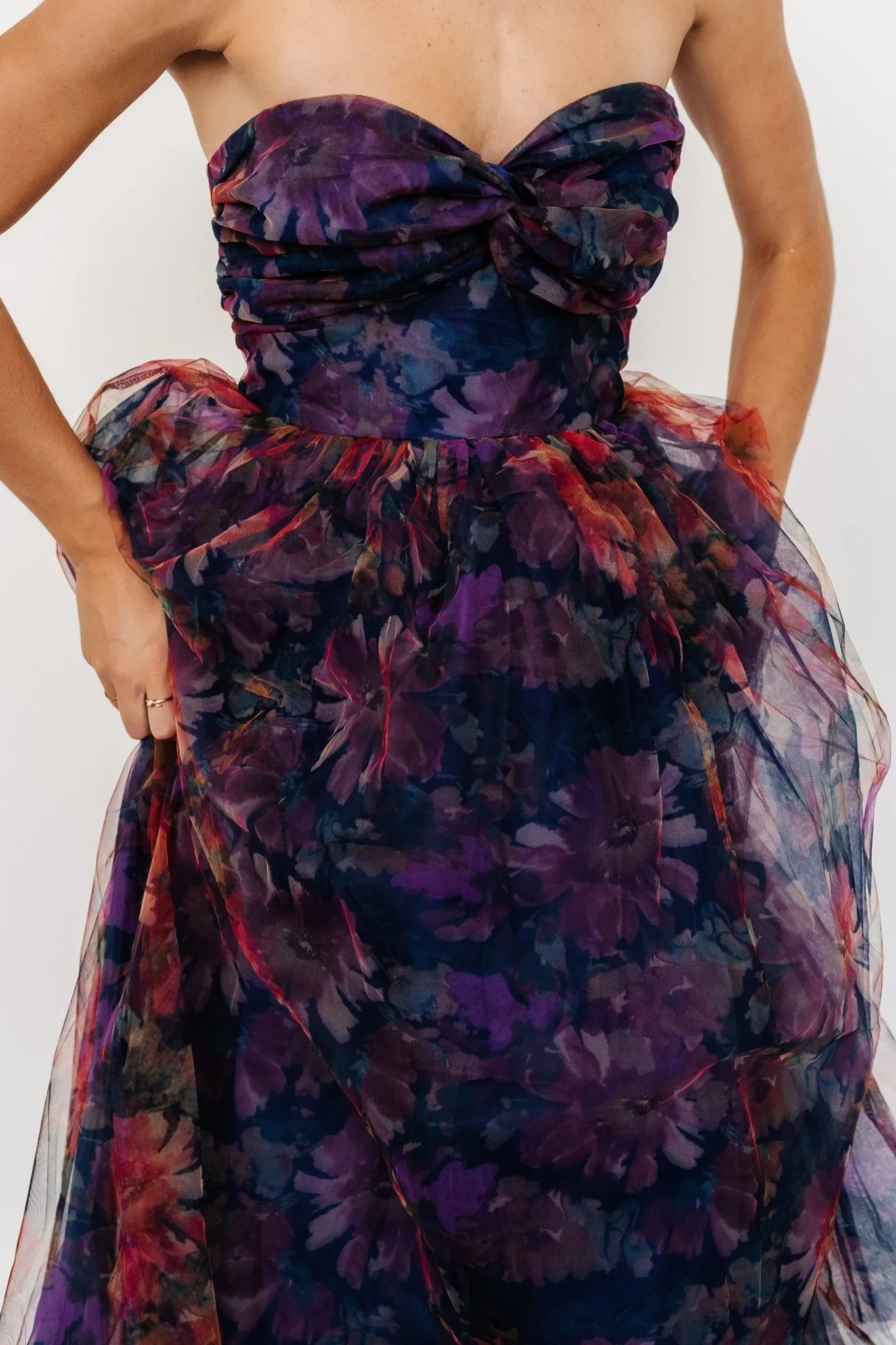 Cristelle Strapless Dress | Navy Multi Floral sold by Baltic Born product image thumbnail 2