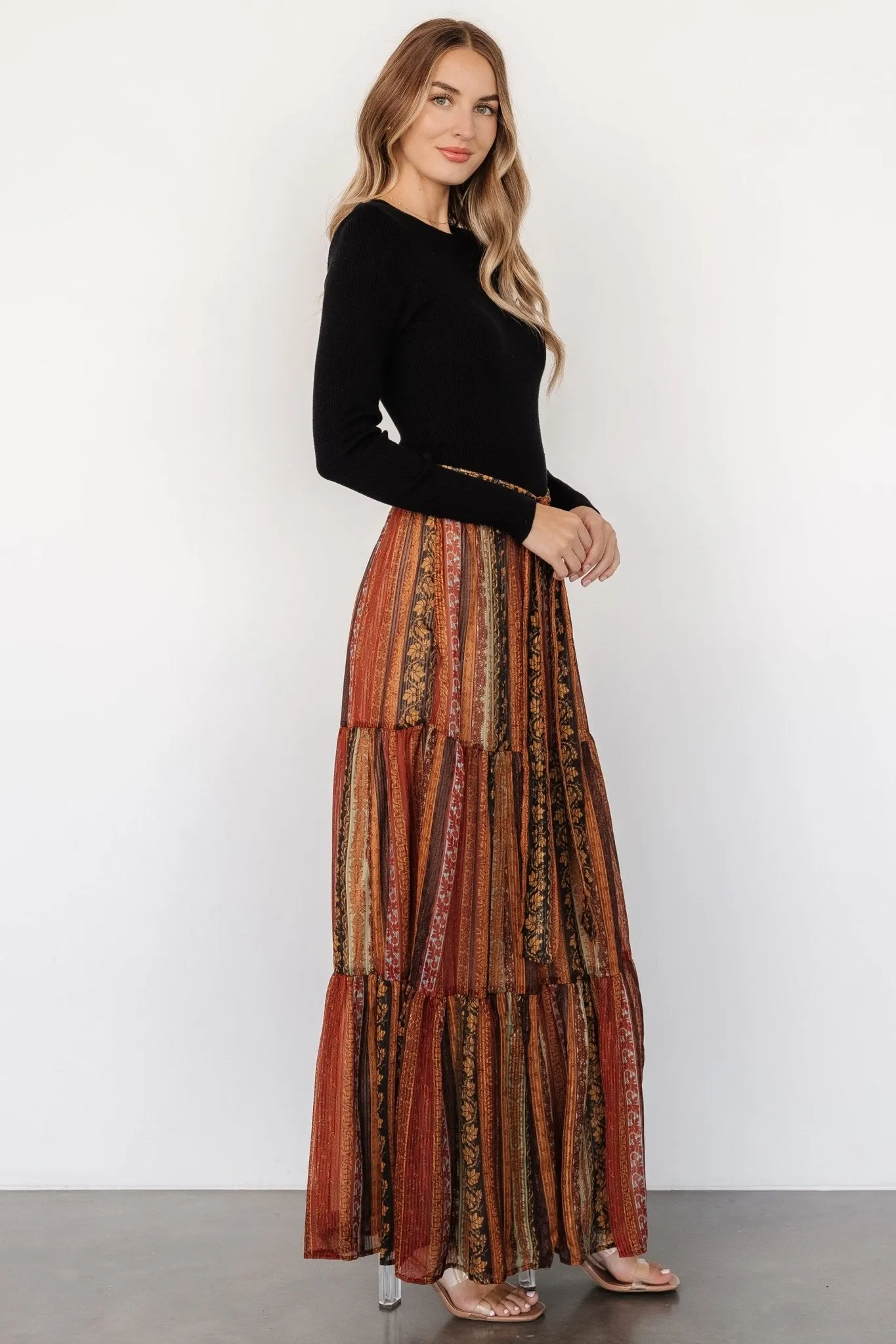 Emryn Sweater Dress | Black + Multi Print sold by Baltic Born product image thumbnail 3