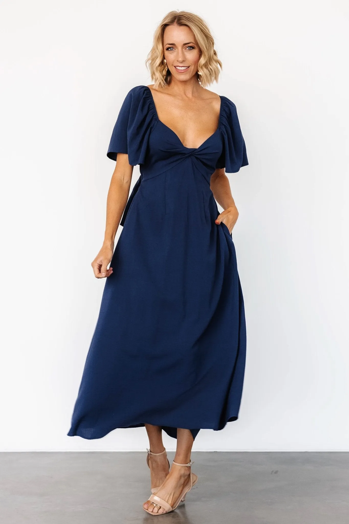 Indie Back Tie Dress | Navy sold by Baltic Born product image thumbnail 3