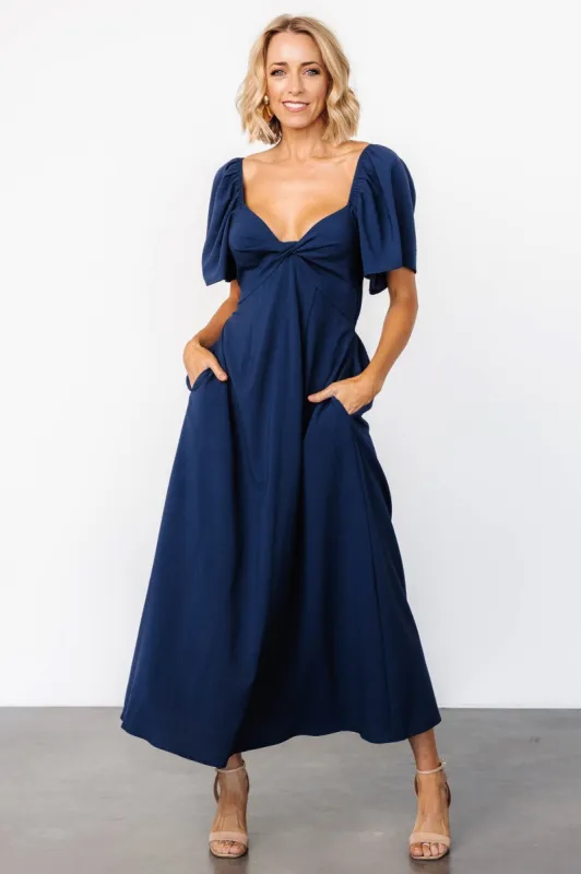 Indie Back Tie Dress | Navy sold by Baltic Born