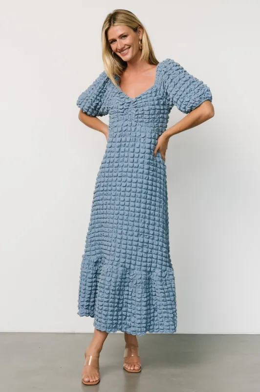 Therese Textured Dress | Denim Blue sold by Baltic Born