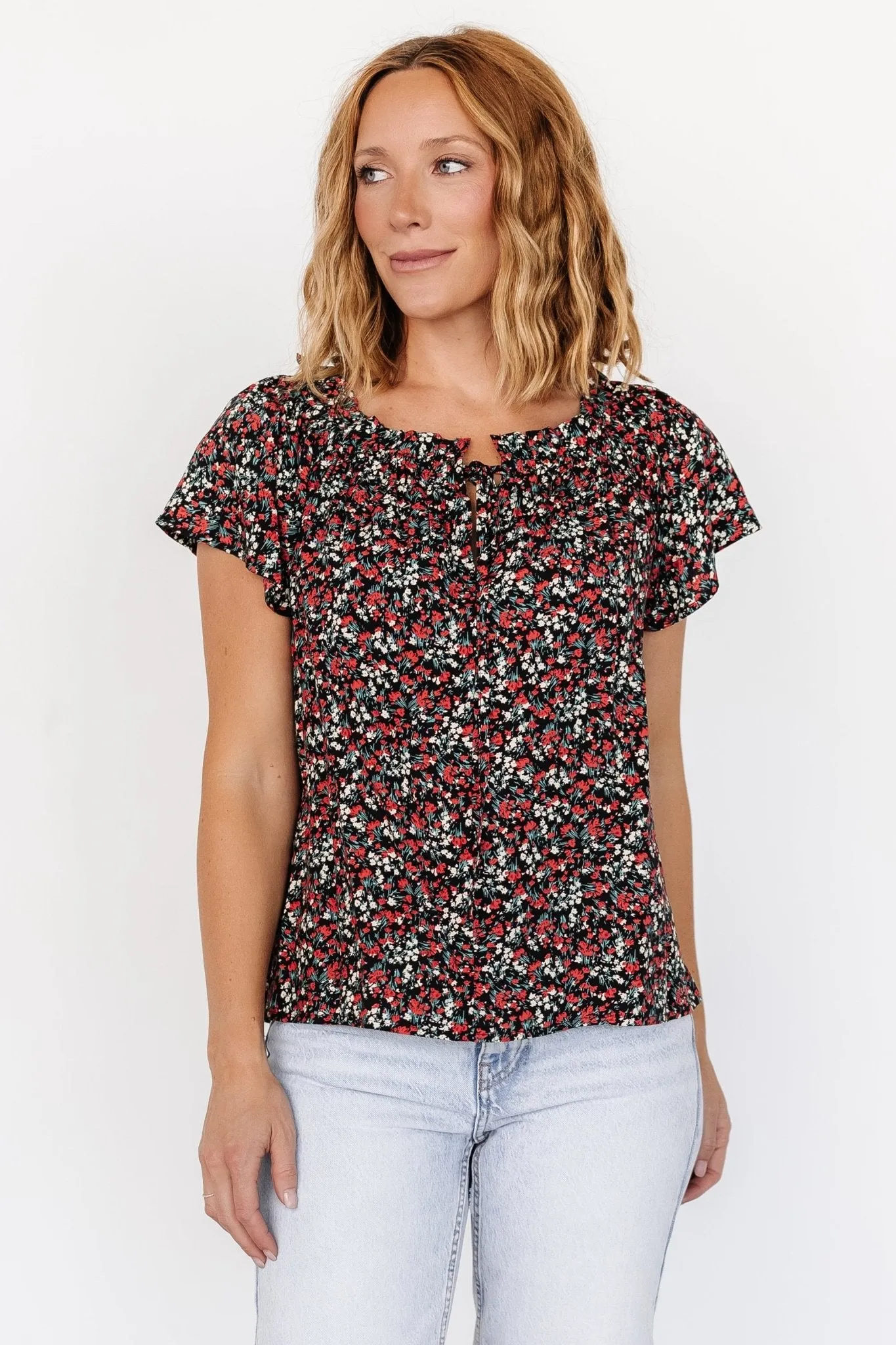 Jude Boho Top | Black + Red sold by Baltic Born product image thumbnail 2