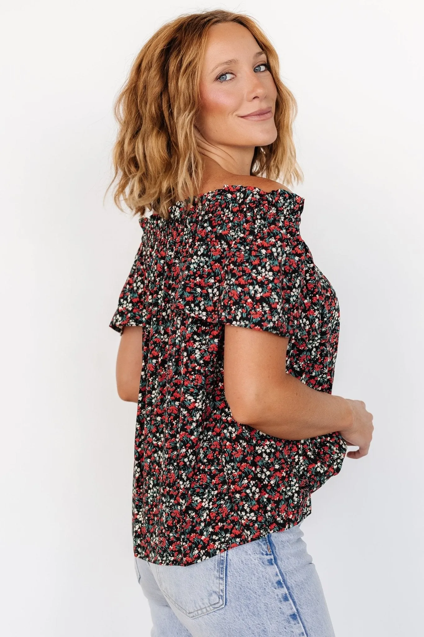 Jude Boho Top | Black + Red sold by Baltic Born product image thumbnail 3