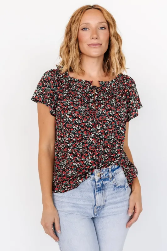 Jude Boho Top | Black + Red made by Polagram