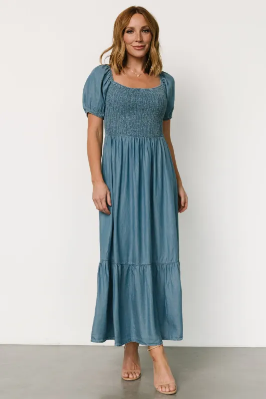 Lauralee Smocked Dress | Chambray sold by Baltic Born