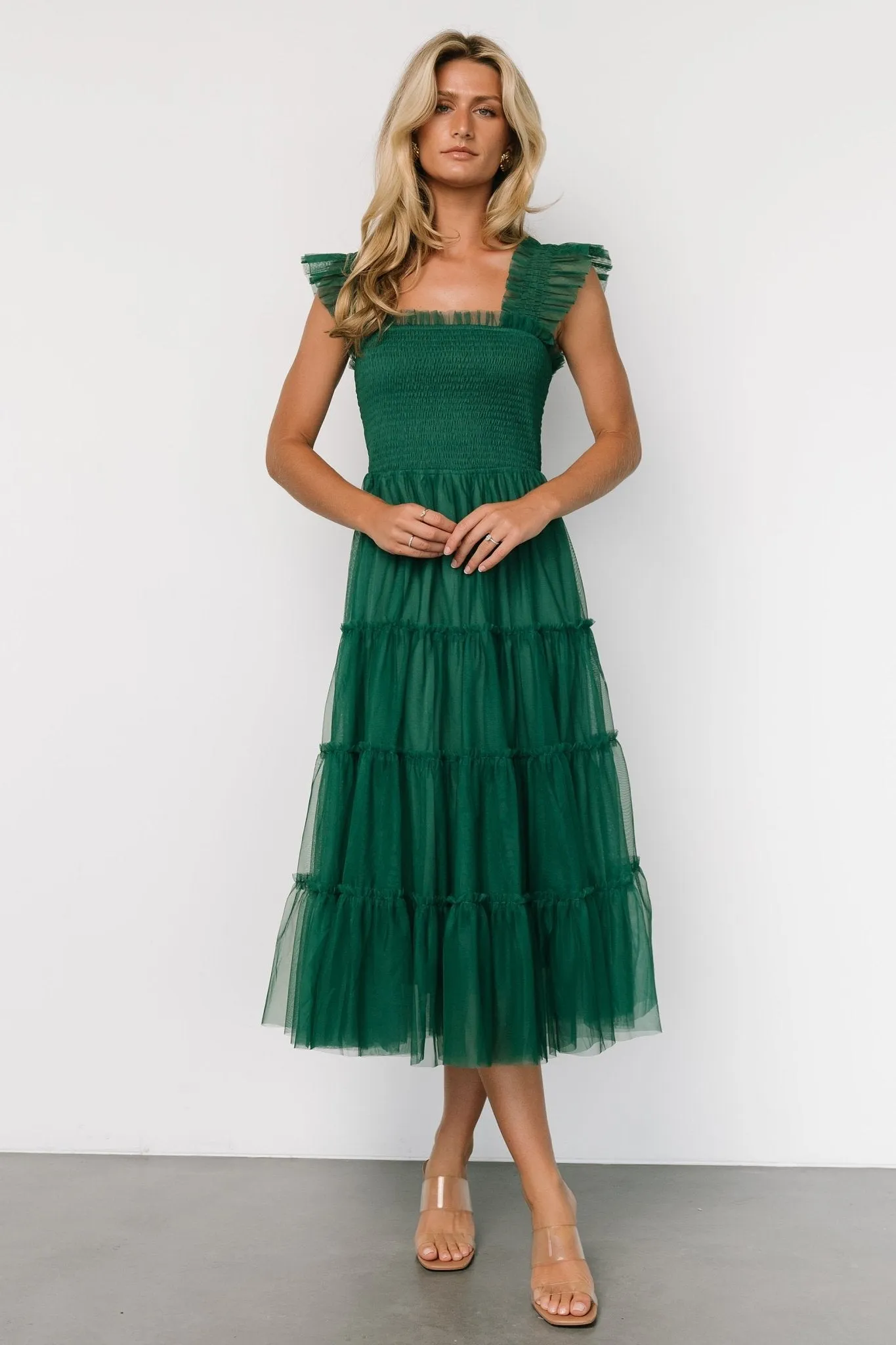 Emma Smocked Tulle Dress | Emerald sold by Baltic Born product image thumbnail 4