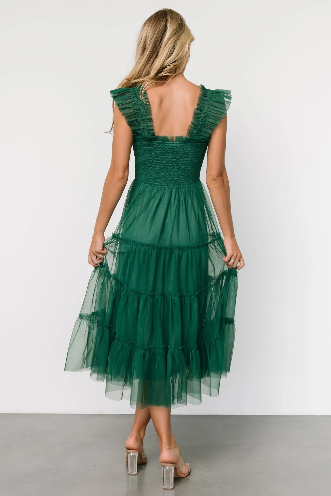 Emma Smocked Tulle Dress | Emerald sold by Baltic Born product image thumbnail 5