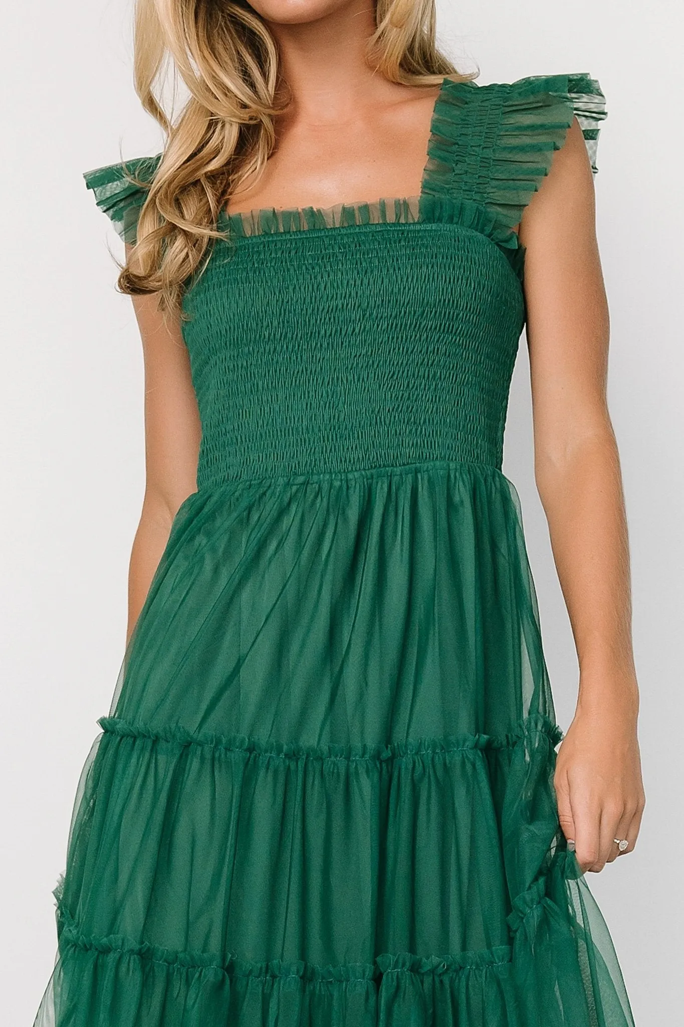 Emma Smocked Tulle Dress | Emerald sold by Baltic Born product image thumbnail 2