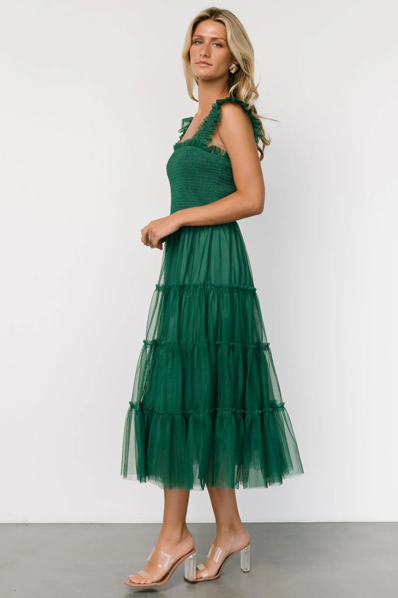 Emma Smocked Tulle Dress | Emerald sold by Baltic Born product image thumbnail 3