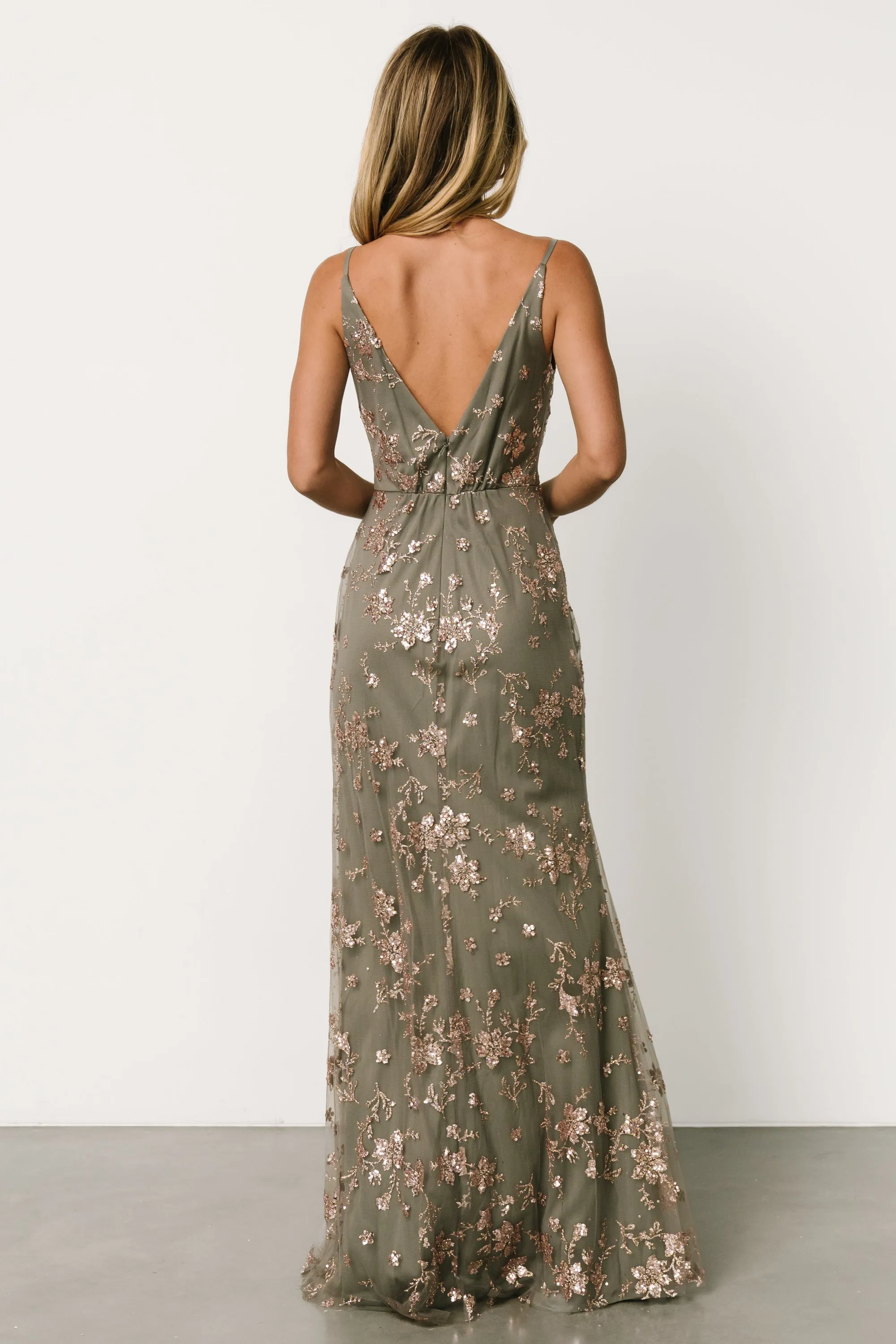 Marcia Sparkle Gown | Eucalyptus + Rose Gold sold by Baltic Born product image thumbnail 5