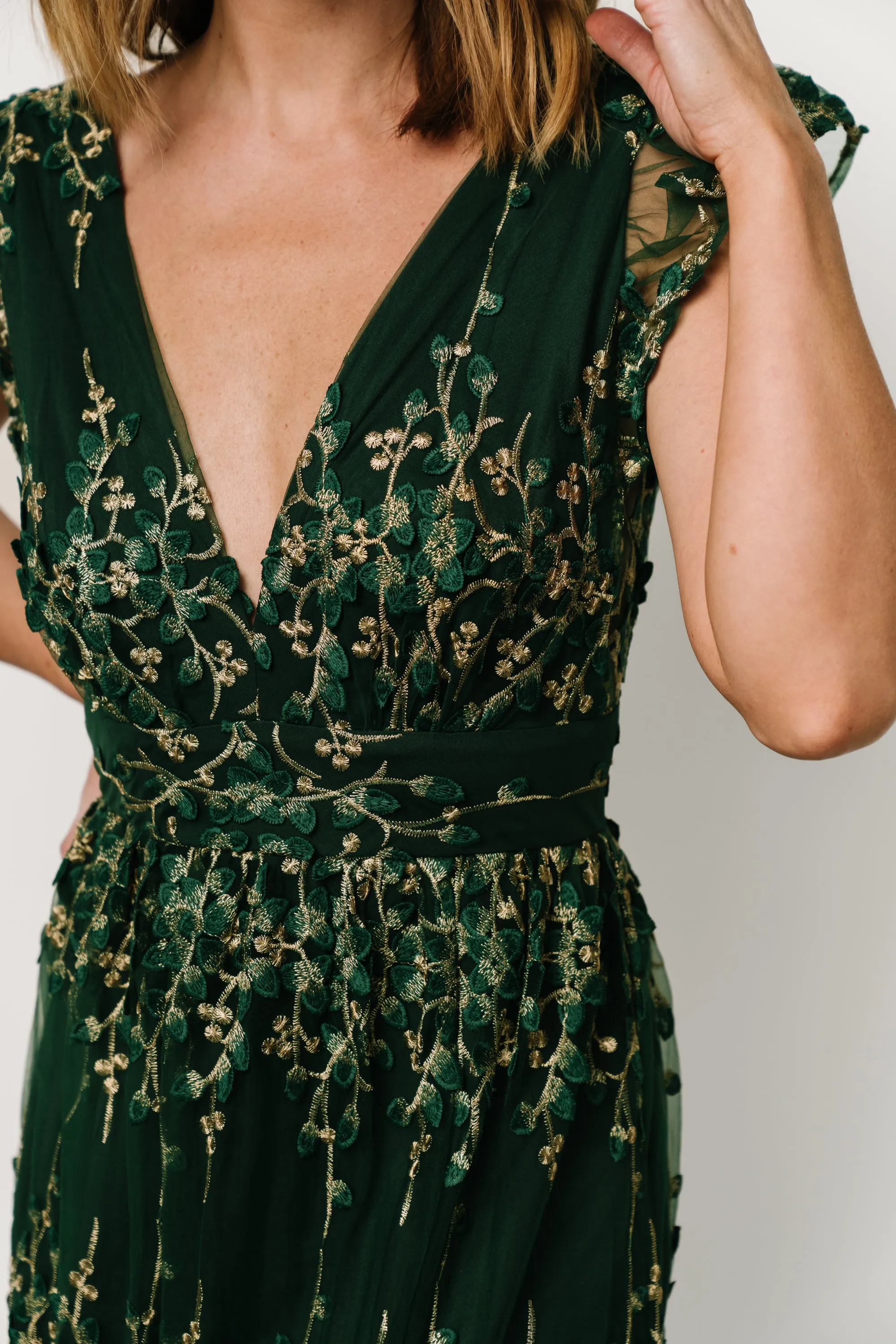 Eva Embroidered Maxi Dress | Green + Gold sold by Baltic Born product image thumbnail 2