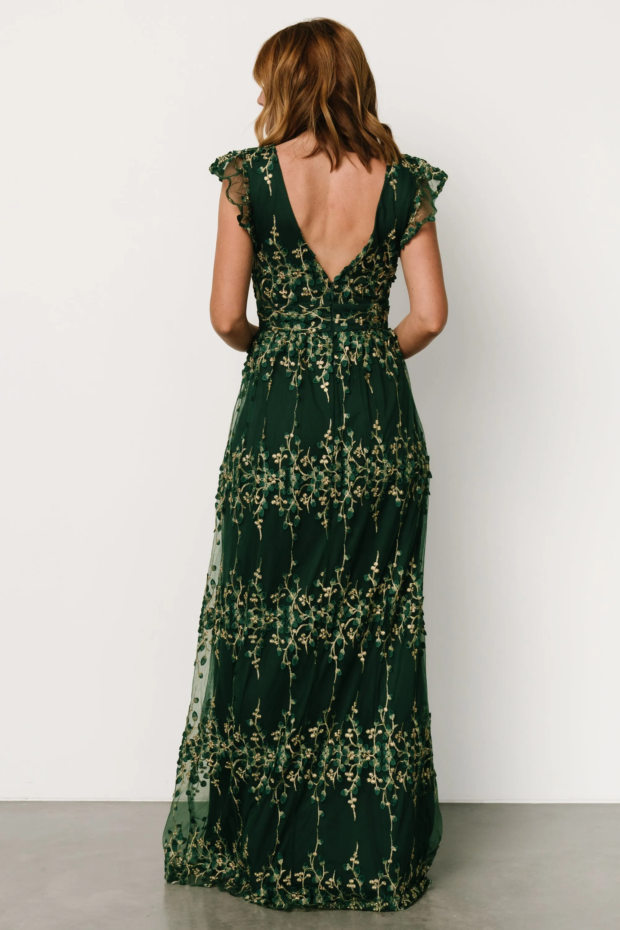 Eva Embroidered Maxi Dress | Green + Gold sold by Baltic Born product image thumbnail 4