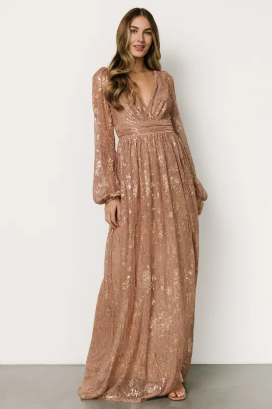 Charlene Maxi Dress | Rose Gold sold by Baltic Born