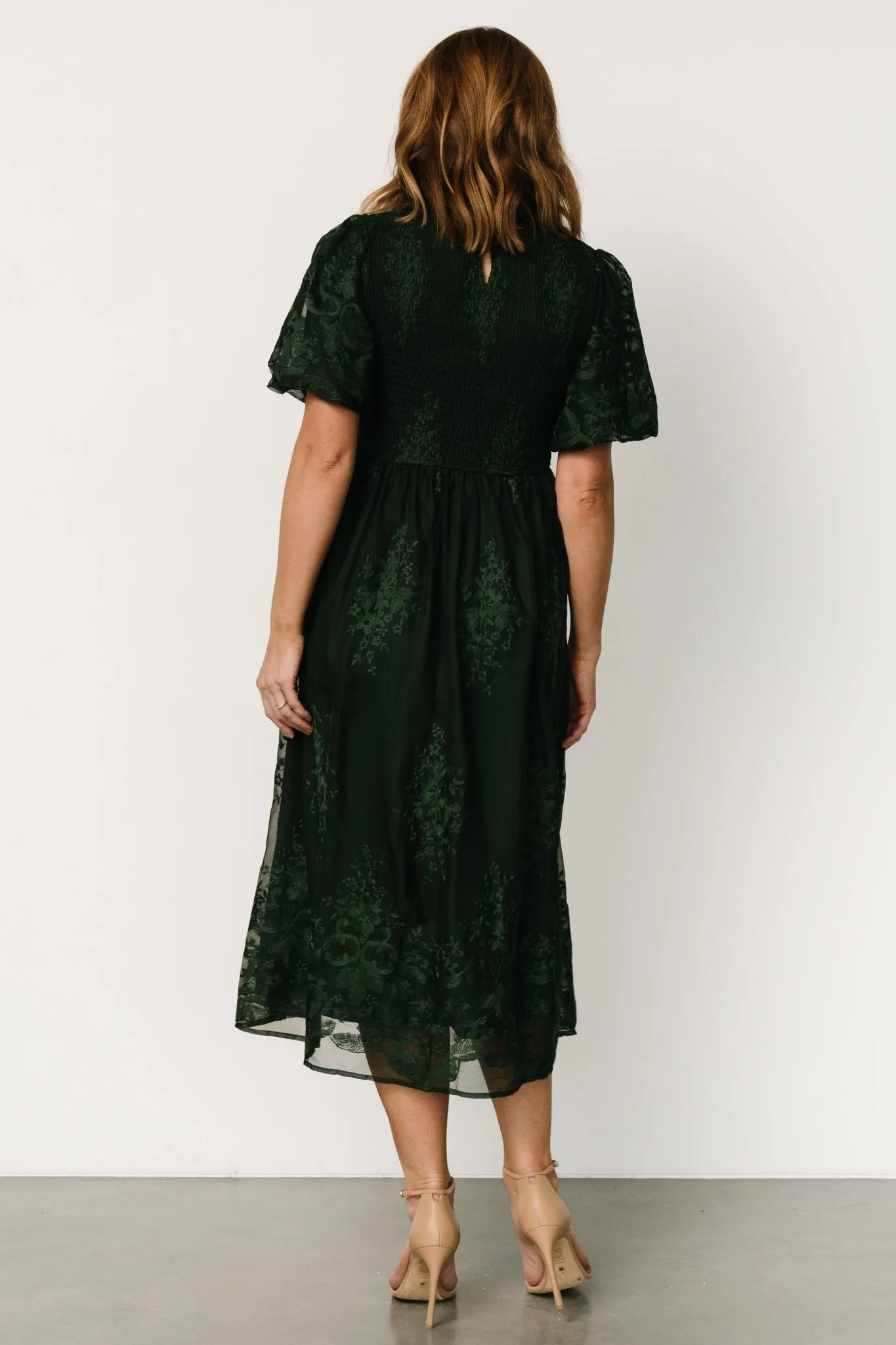 Corrine Embroidered Midi Dress | Emerald sold by Baltic Born product image thumbnail 4