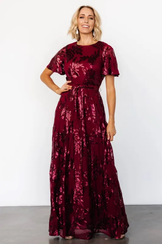 Muse Sequin Maxi Dress | Wine sold by Baltic Born