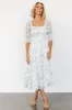 Fabian Jacquard Midi Dress | Off White + Sage Floral sold by Baltic Born