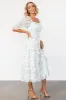 Fabian Jacquard Midi Dress | Off White + Sage Floral sold by Baltic Born
