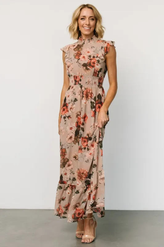 Kearny Ruffle Maxi Dress | Blush + Vintage Floral sold by Baltic Born