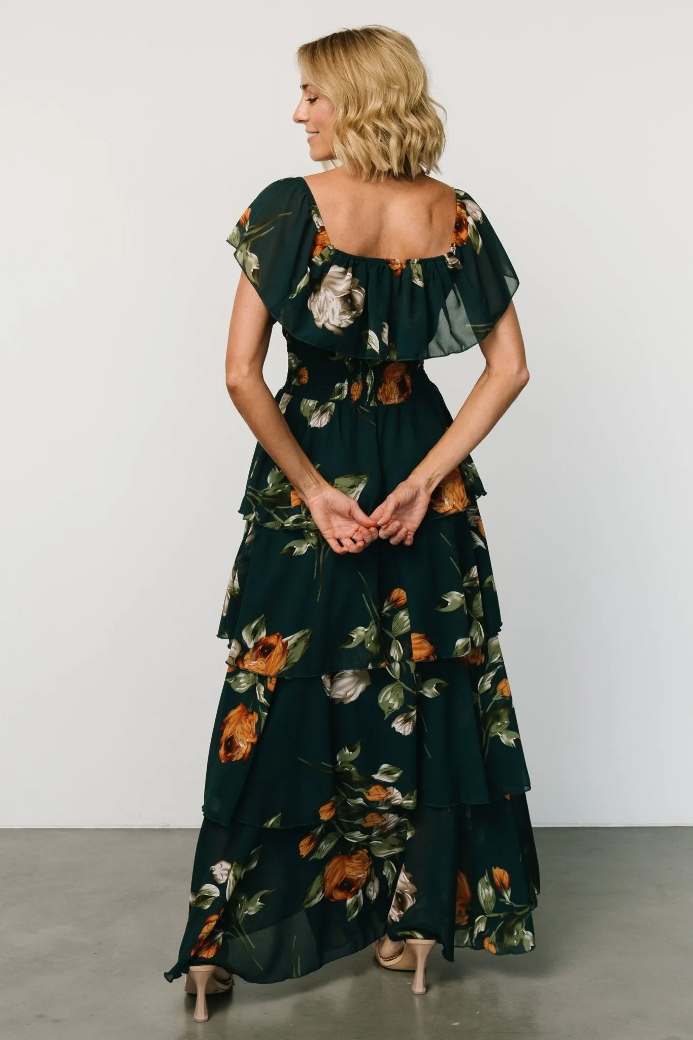 Carina Off Shoulder Maxi Dress | Deep Topaz Floral sold by Baltic Born product image thumbnail 5