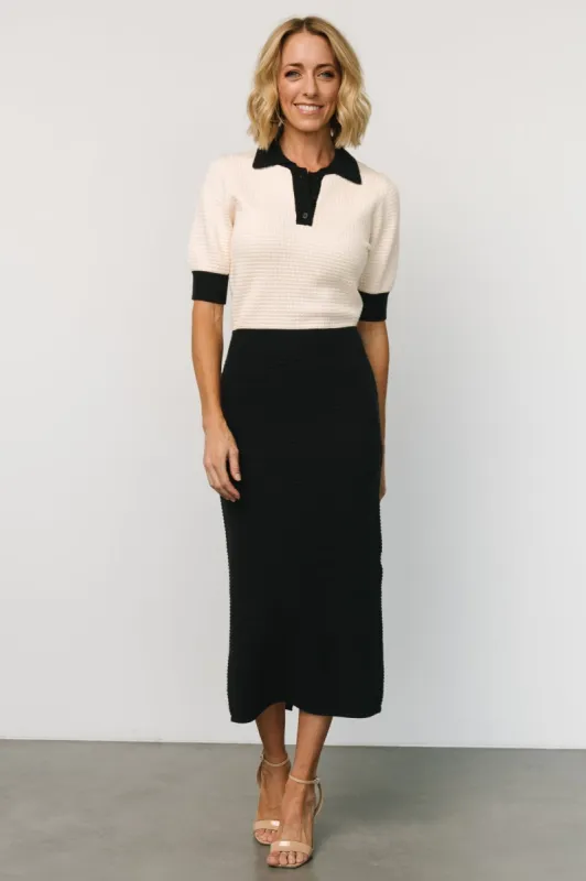 Gwendolyn Collared Midi Dress | Navy + Cream sold by Baltic Born