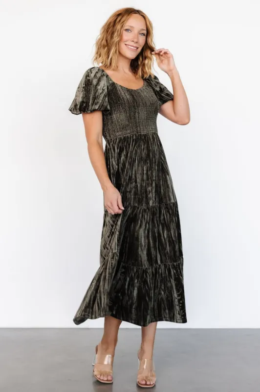 Colleen Velvet Maxi Dress | Olive sold by Baltic Born