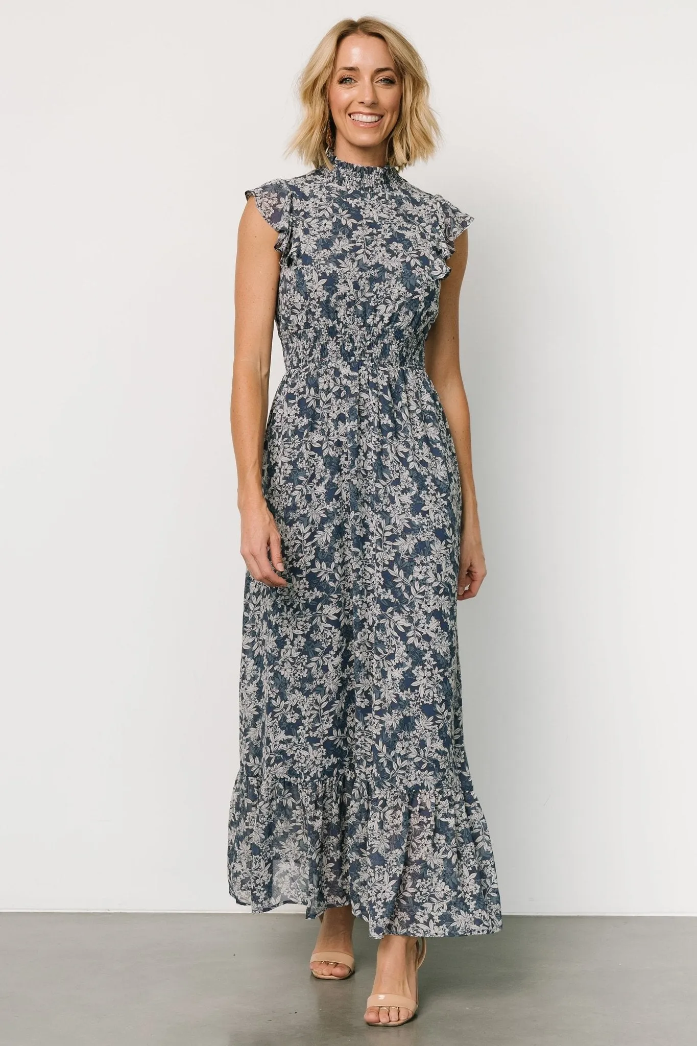 Kearny Ruffle Maxi Dress | Slate Print sold by Baltic Born product image thumbnail 4