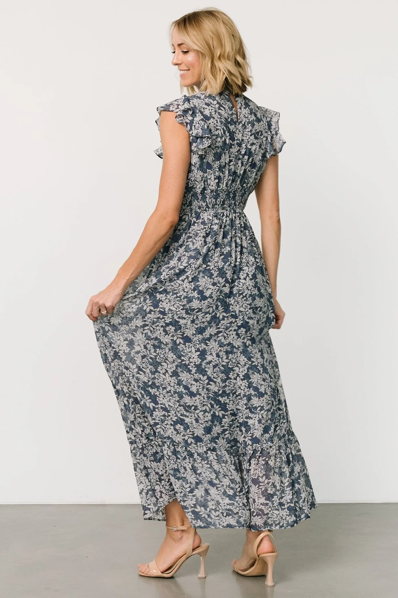 Kearny Ruffle Maxi Dress | Slate Print sold by Baltic Born product image thumbnail 5