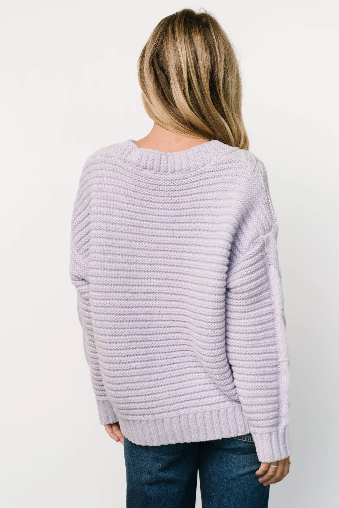 Ames Cable Knit Cardigan | Lavender sold by Baltic Born product image thumbnail 5
