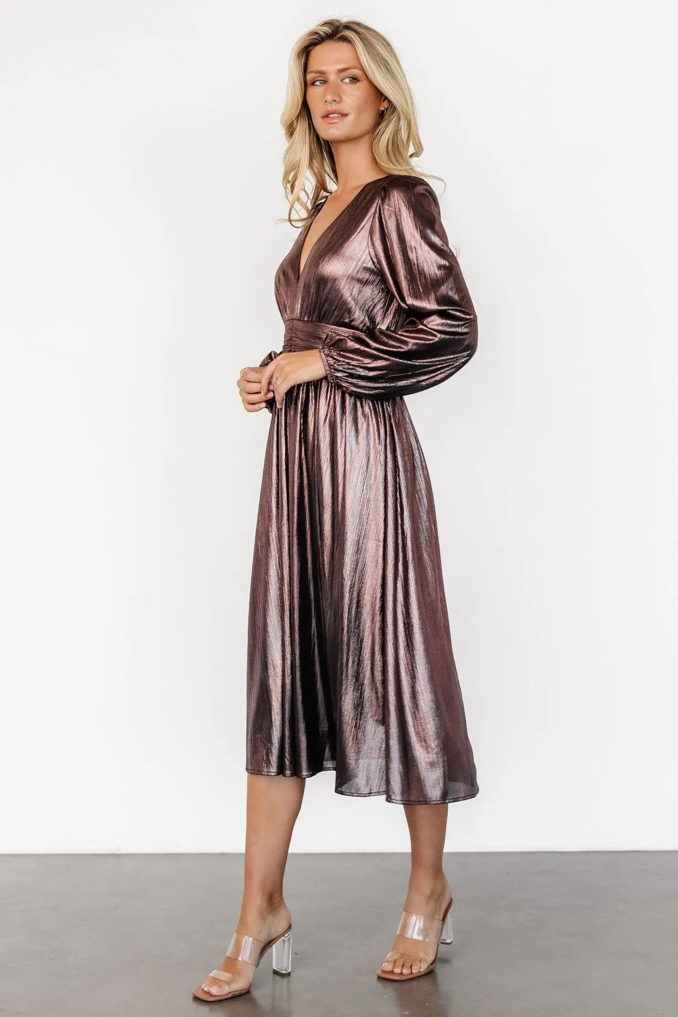 Aisha Shimmer Dress | Bronze sold by Baltic Born