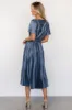 Adelaide Pleated Satin Dress | Blue sold by Baltic Born