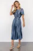 Adelaide Pleated Satin Dress | Blue sold by Baltic Born