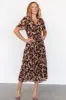 Cassidy Pleated Midi Dress | Brown Floral sold by Baltic Born