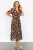 Cassidy Pleated Midi Dress | Brown Floral sold by Baltic Born