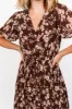 Cassidy Pleated Midi Dress | Brown Floral sold by Baltic Born