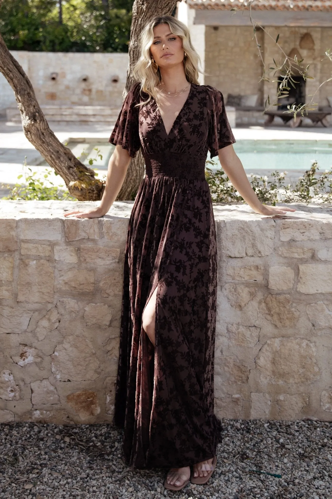 Veronica Velvet Maxi Dress | Espresso sold by Baltic Born